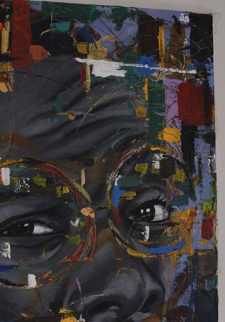 Original Abstract Expressionism Portrait Painting by Damola Ayegbayo