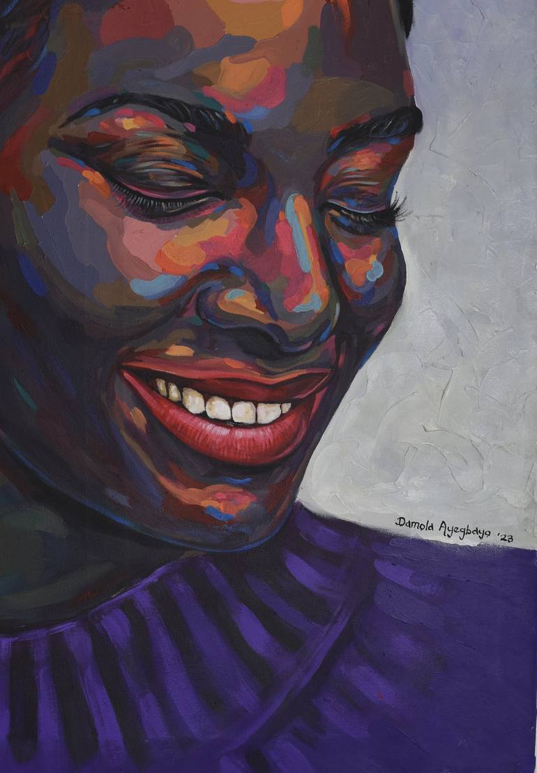 Original Abstract Expressionism Portrait Painting by Damola Ayegbayo