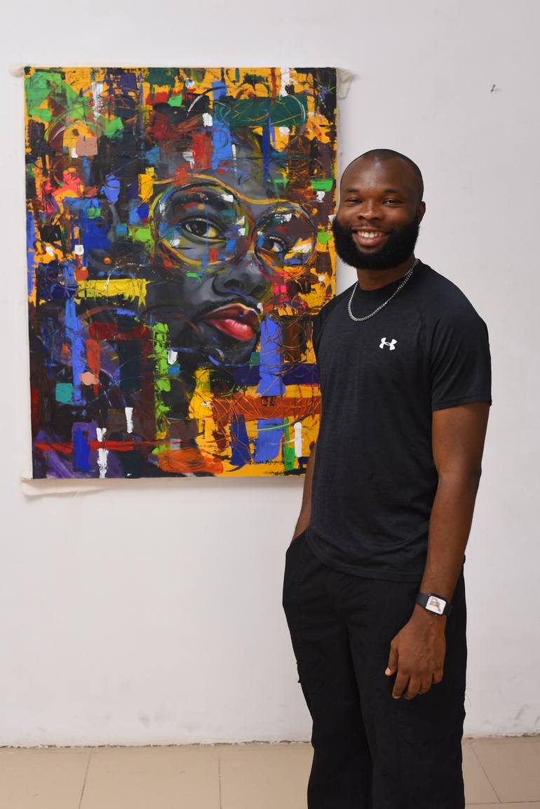 Original Abstract Expressionism Portrait Painting by Damola Ayegbayo