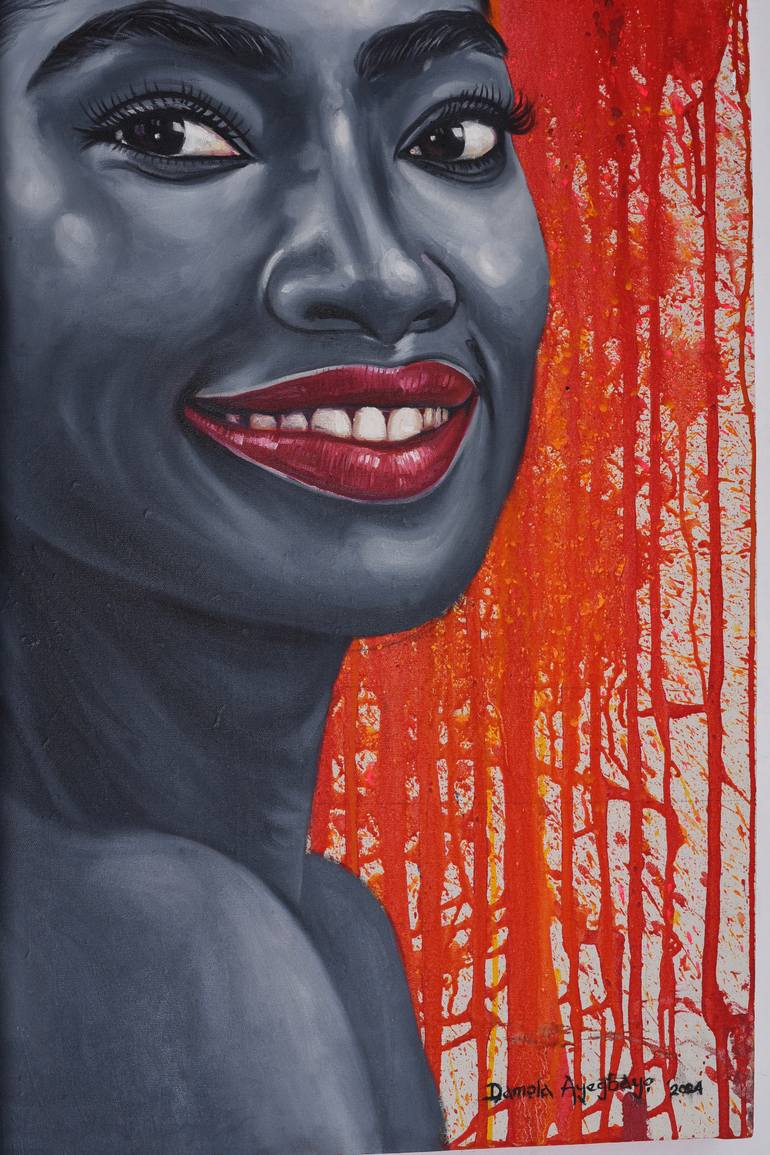 Original Art Deco Women Painting by Damola Ayegbayo