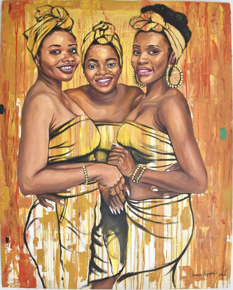 Original Abstract Expressionism Women Paintings by Damola Ayegbayo
