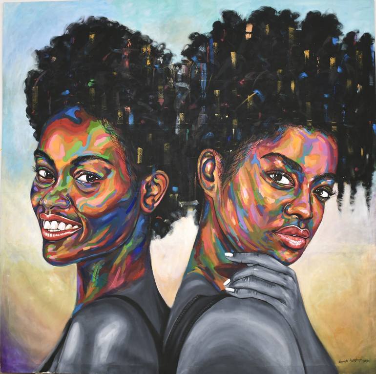 Original Art Deco People Paintings by Damola Ayegbayo