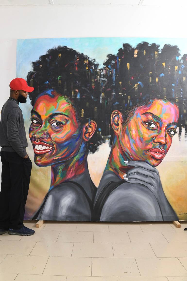 Original Art Deco People Painting by Damola Ayegbayo