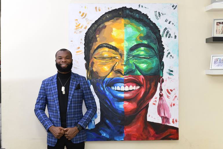 Original Portrait Painting by Damola Ayegbayo