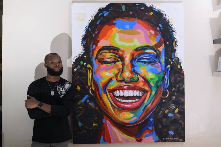 Original Art Deco People Painting by Damola Ayegbayo
