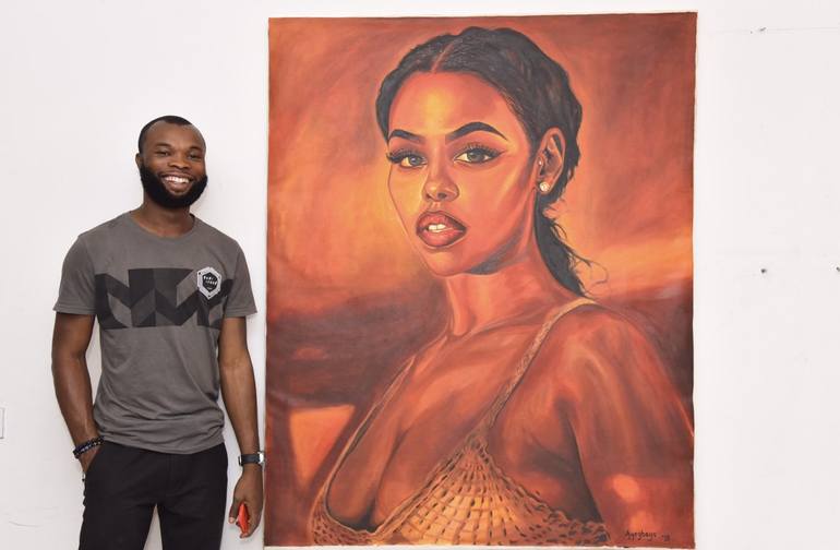 Original Portrait Painting by Damola Ayegbayo