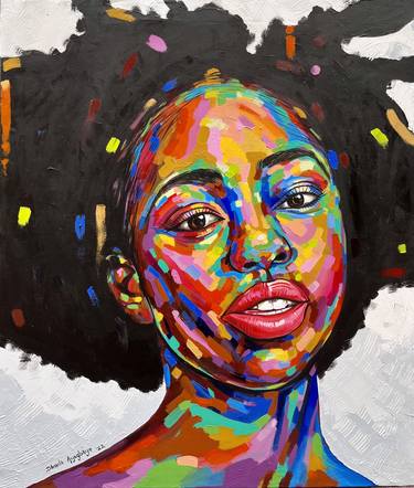 Original Abstract Expressionism Portrait Paintings by Damola Ayegbayo
