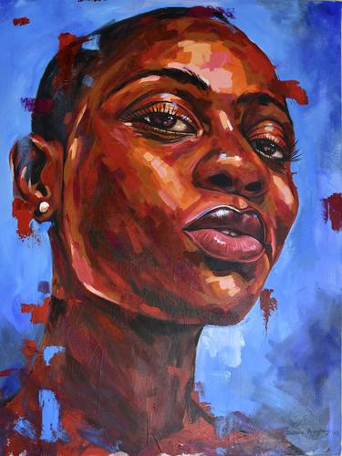 Original Art Deco Portrait Paintings by Damola Ayegbayo