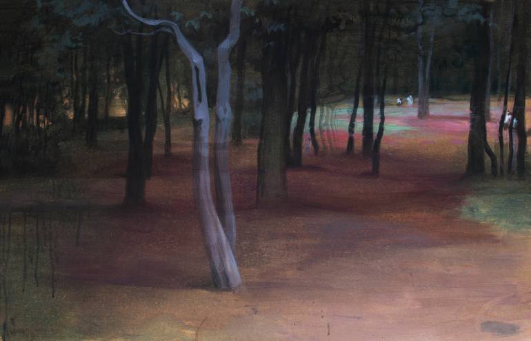 forest at twilight painting