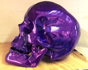 Purple Chrome Human Life Size Skull thumb