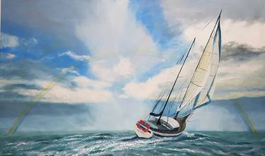 Print of Sailboat Paintings by Mantas Naulickas