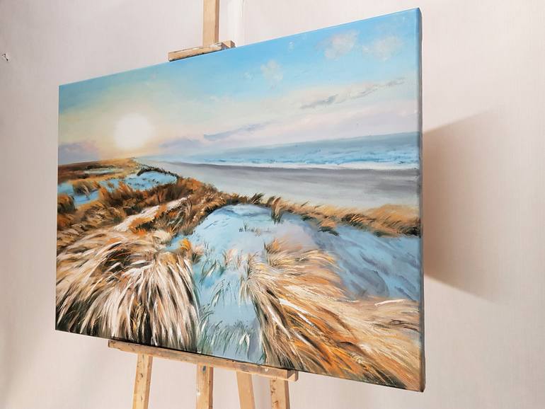 Original Expressionism Beach Painting by Mantas Naulickas