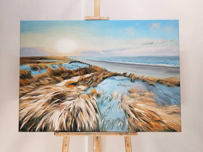 Original Expressionism Beach Painting by Mantas Naulickas