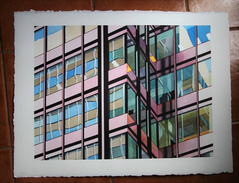 Original Art Deco Architecture Painting by Sarah Pais