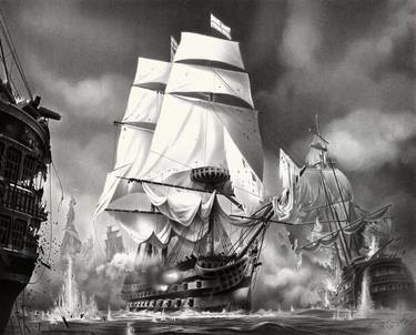 Original Photorealism Boat Drawing by Miro Gradinscak