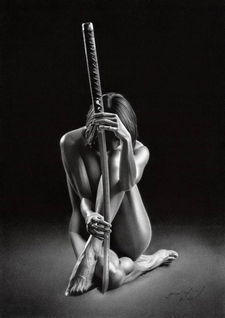 nude katana GIRL WITH KATANA Drawing by Miro Gradinscak | Saatchi Art