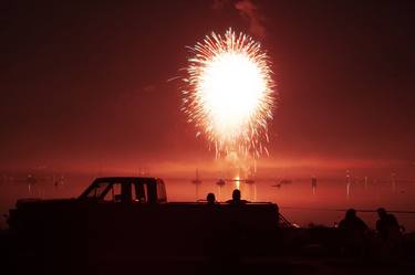 Fireworks over a pickup truck thumb