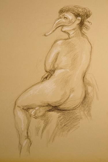 Original Expressionism Nude Drawings by Anatol Woolf
