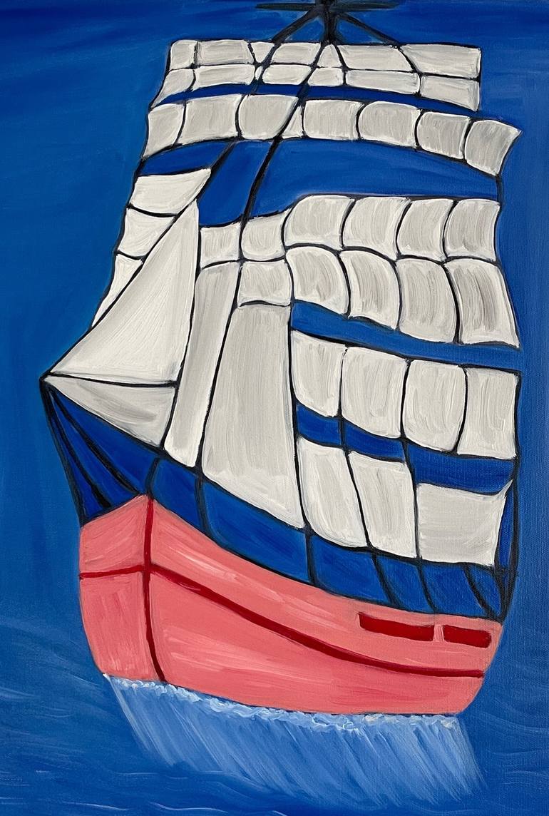 Original Fine Art Sailboat Painting by Sophia Oshodin