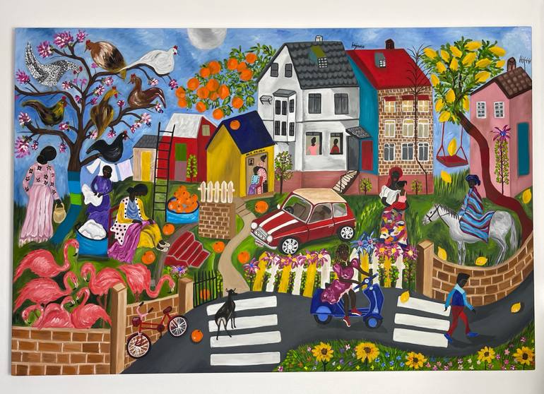 Original Abstract Expressionism People Painting by Sophia Oshodin