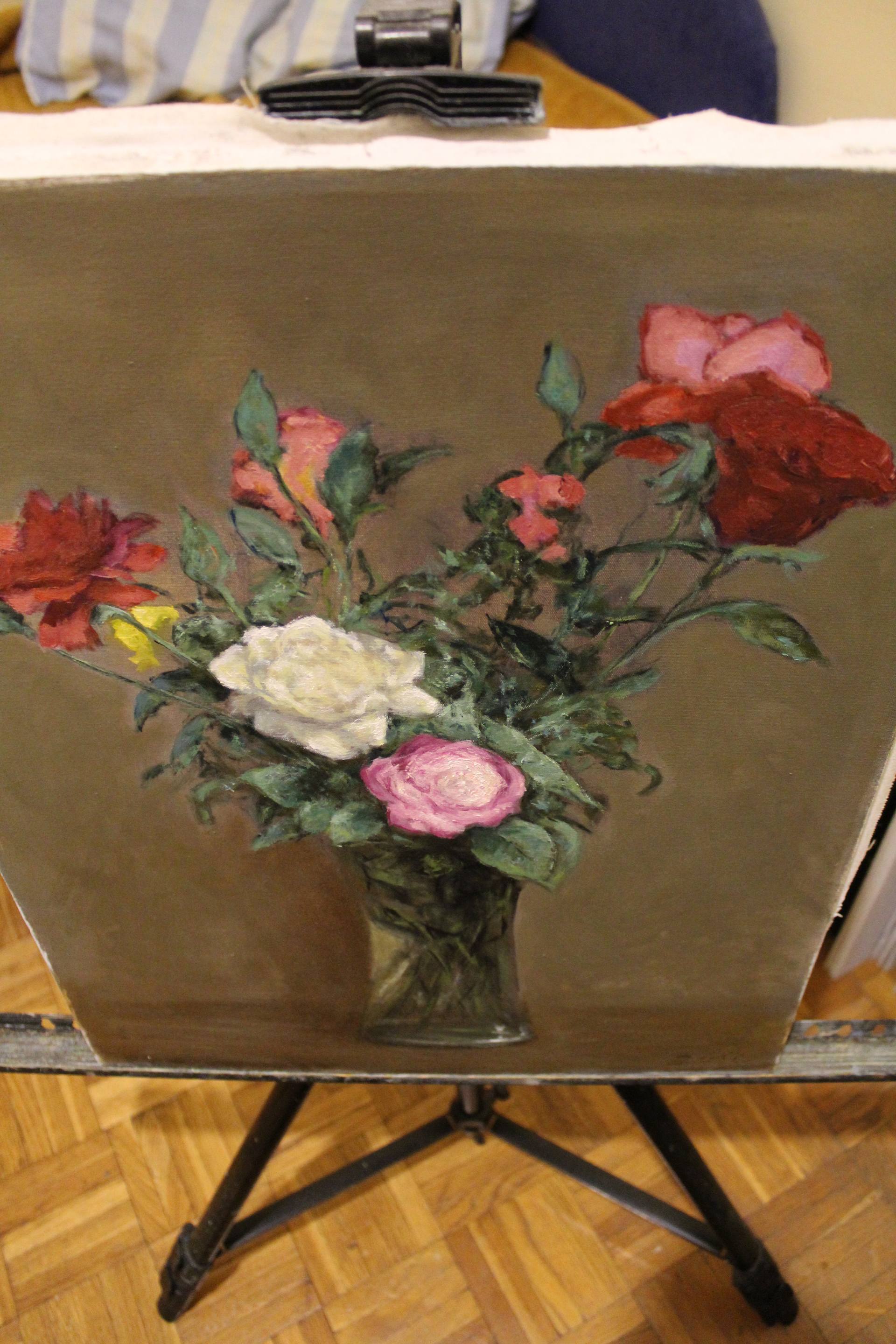 Roses in a vase Painting by Drazen Romic | Saatchi Art