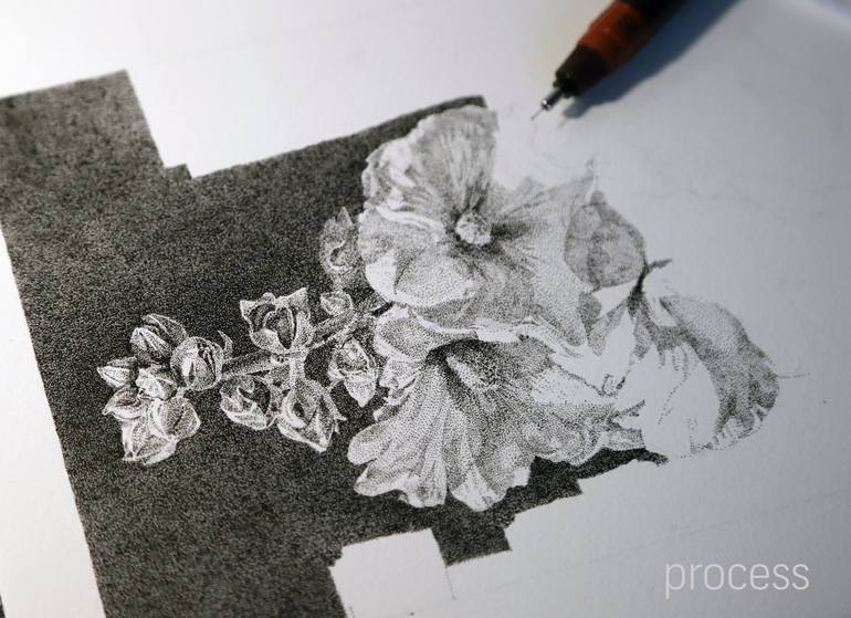 Original Fine Art Floral Drawing by Ianna Lu