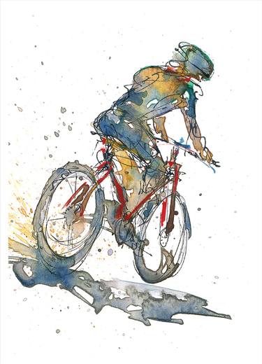 Original Abstract Expressionism Bicycle Printmaking by Mike Orrey