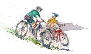 Original Abstract Expressionism Bicycle Printmaking by Mike Orrey