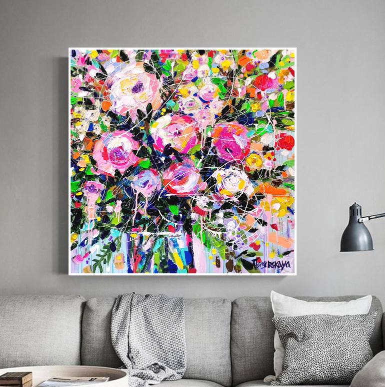 Original Floral Painting by Aliaksandra Tsesarskaya