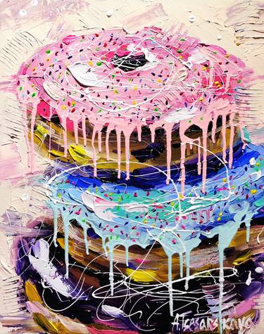 Sweet colorful donuts - food painting thumb