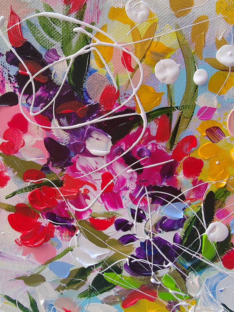 Original Abstract Expressionism Floral Painting by Aliaksandra Tsesarskaya