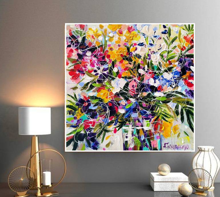 Original Floral Painting by Aliaksandra Tsesarskaya