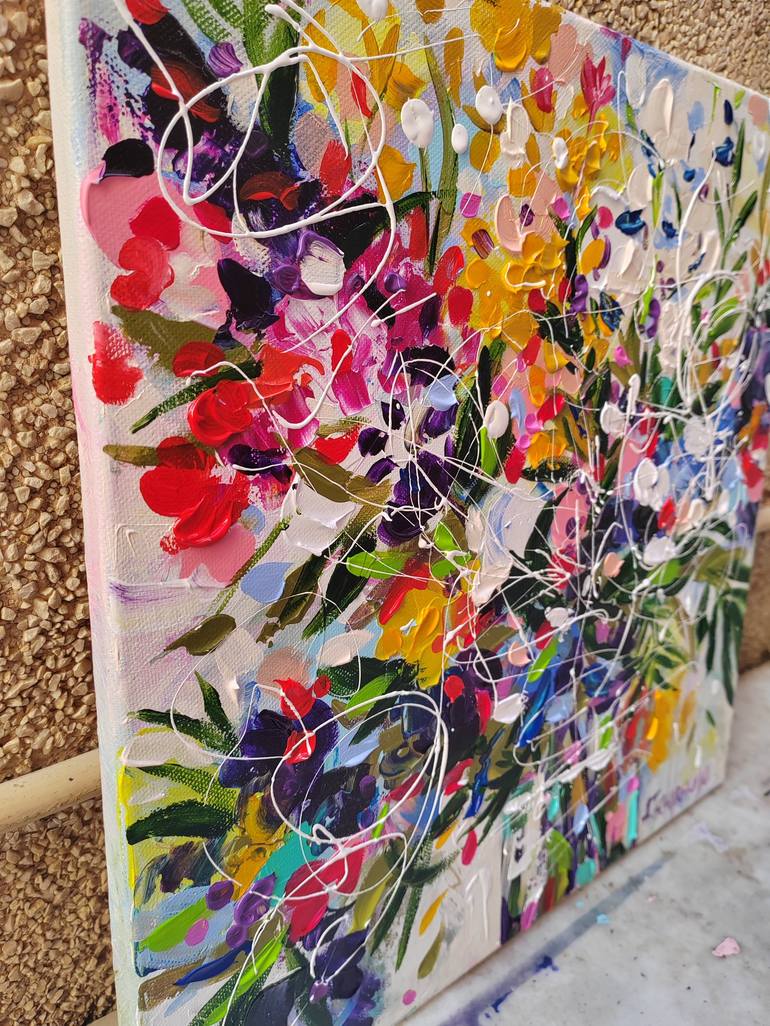 Original Abstract Expressionism Floral Painting by Aliaksandra Tsesarskaya