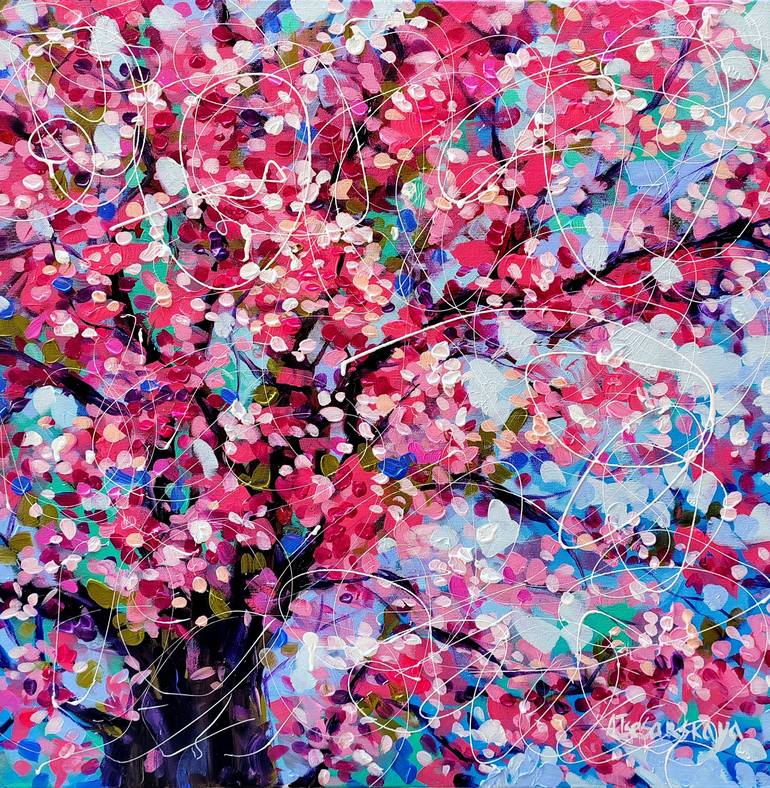 cherry blossom tree painting acrylic