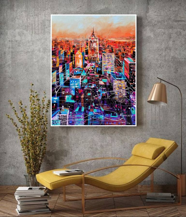 Original Contemporary Cities Painting by Aliaksandra Tsesarskaya