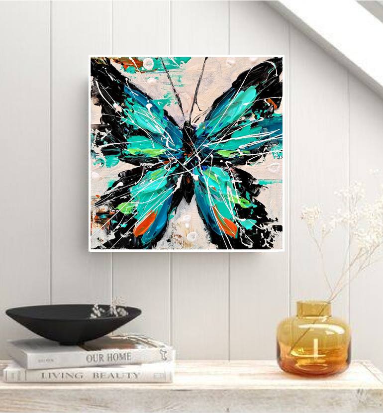 Butterfly life - colorful abstract Butterfly Painting by Aliaksandra  Tsesarskaya