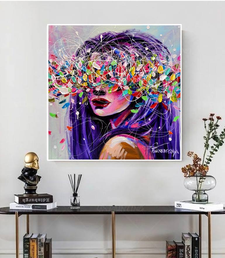 Original Contemporary People Painting by Aliaksandra Tsesarskaya