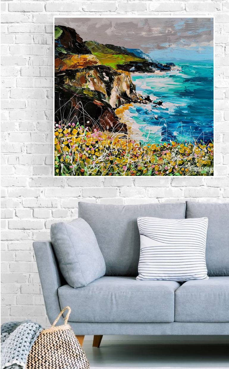 Original Contemporary Beach Painting by Aliaksandra Tsesarskaya