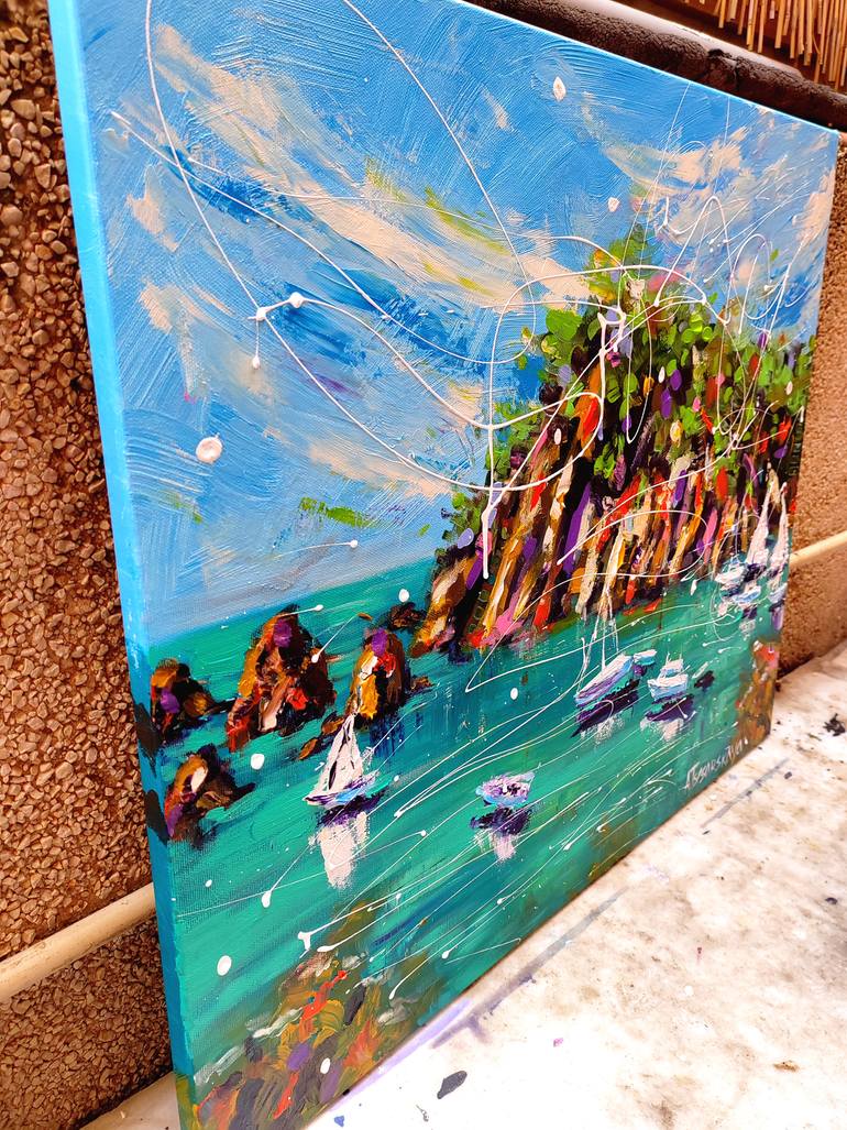 Original Contemporary Beach Painting by Aliaksandra Tsesarskaya