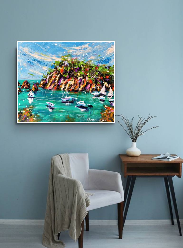 Original Contemporary Beach Painting by Aliaksandra Tsesarskaya