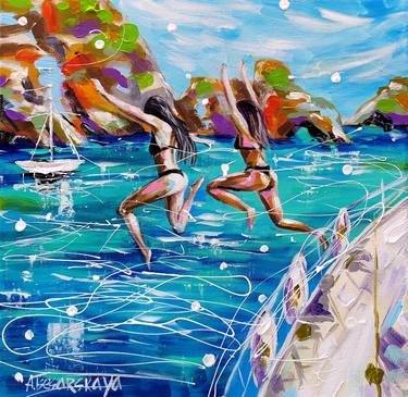 Original Fine Art Boat Paintings by Aliaksandra Tsesarskaya