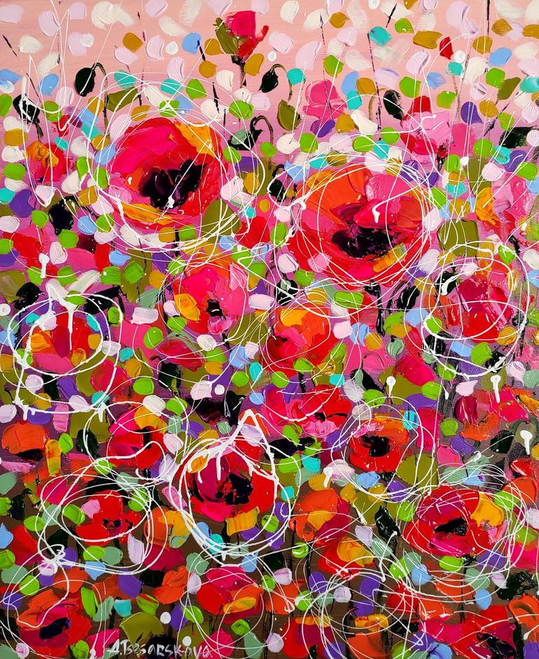 Print of Abstract Expressionism Floral Paintings by Aliaksandra Tsesarskaya