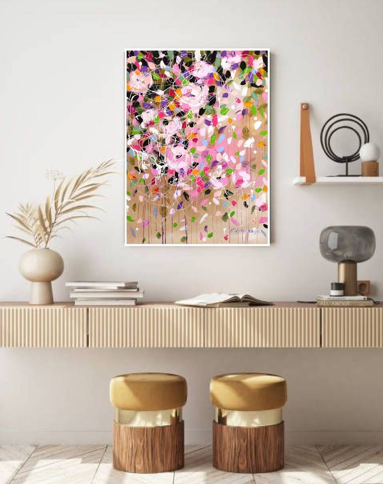 Original Abstract Floral Painting by Aliaksandra Tsesarskaya