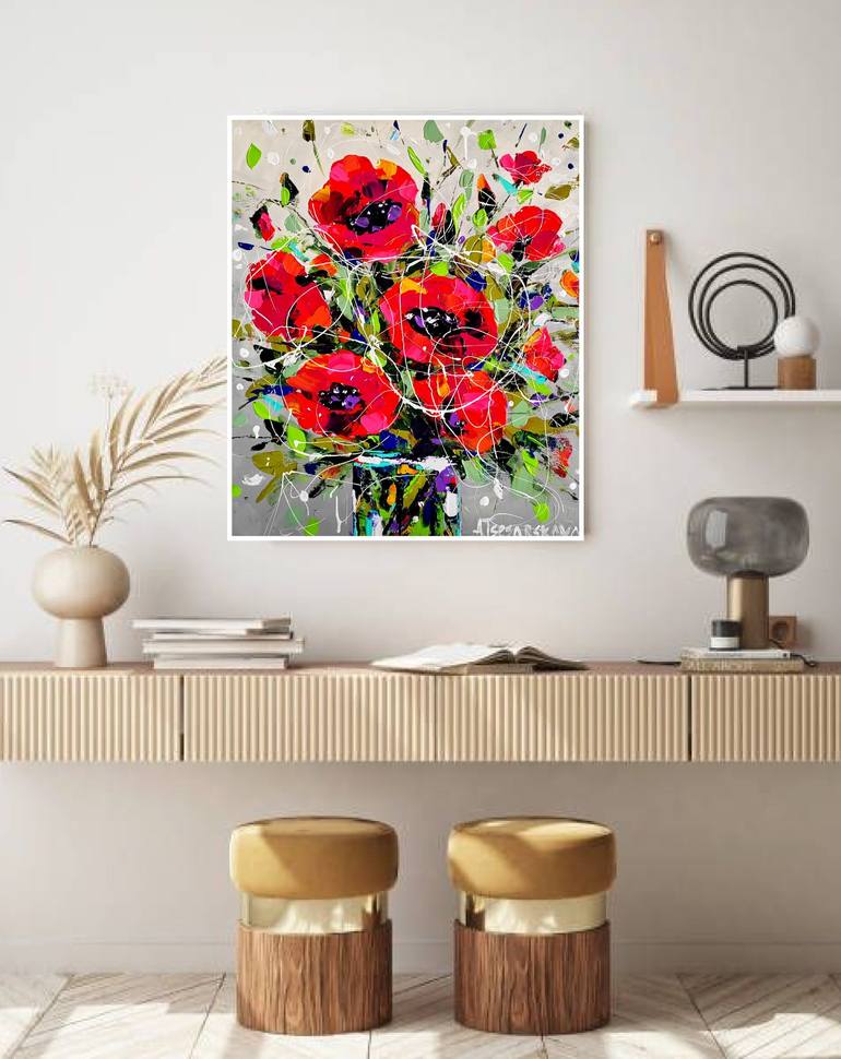 Original Floral Painting by Aliaksandra Tsesarskaya