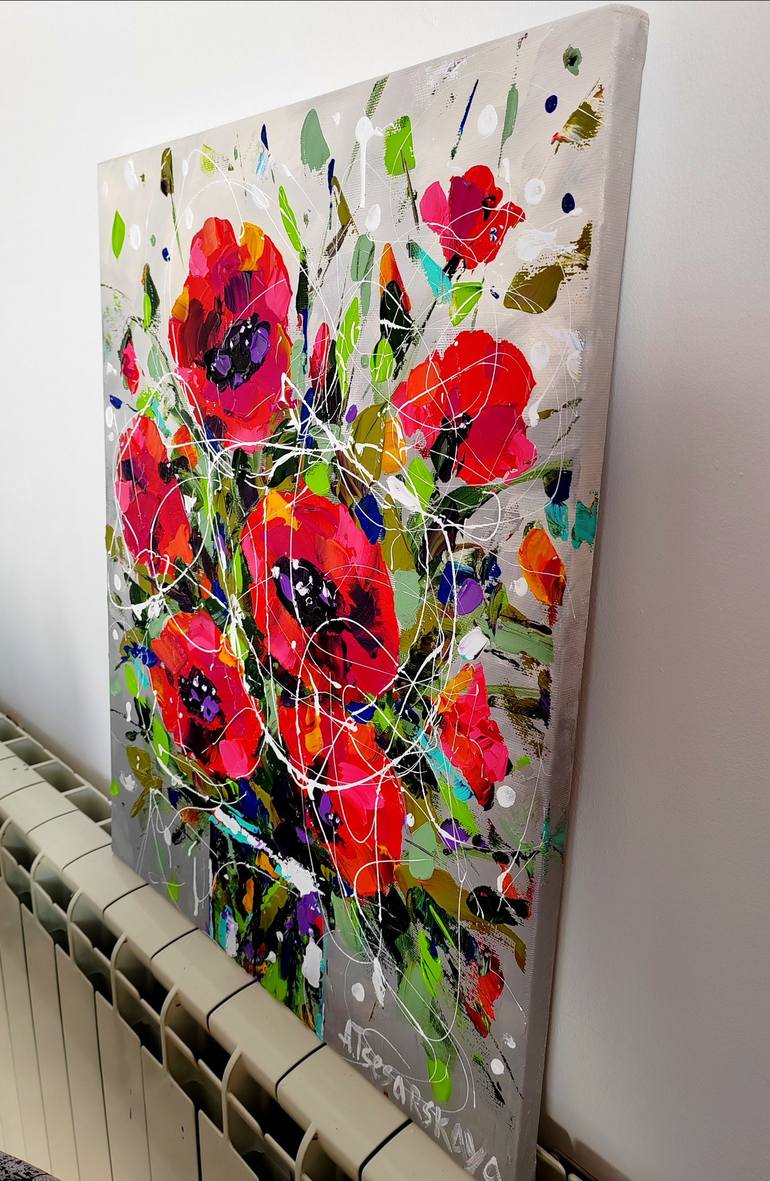 Original Contemporary Floral Painting by Aliaksandra Tsesarskaya