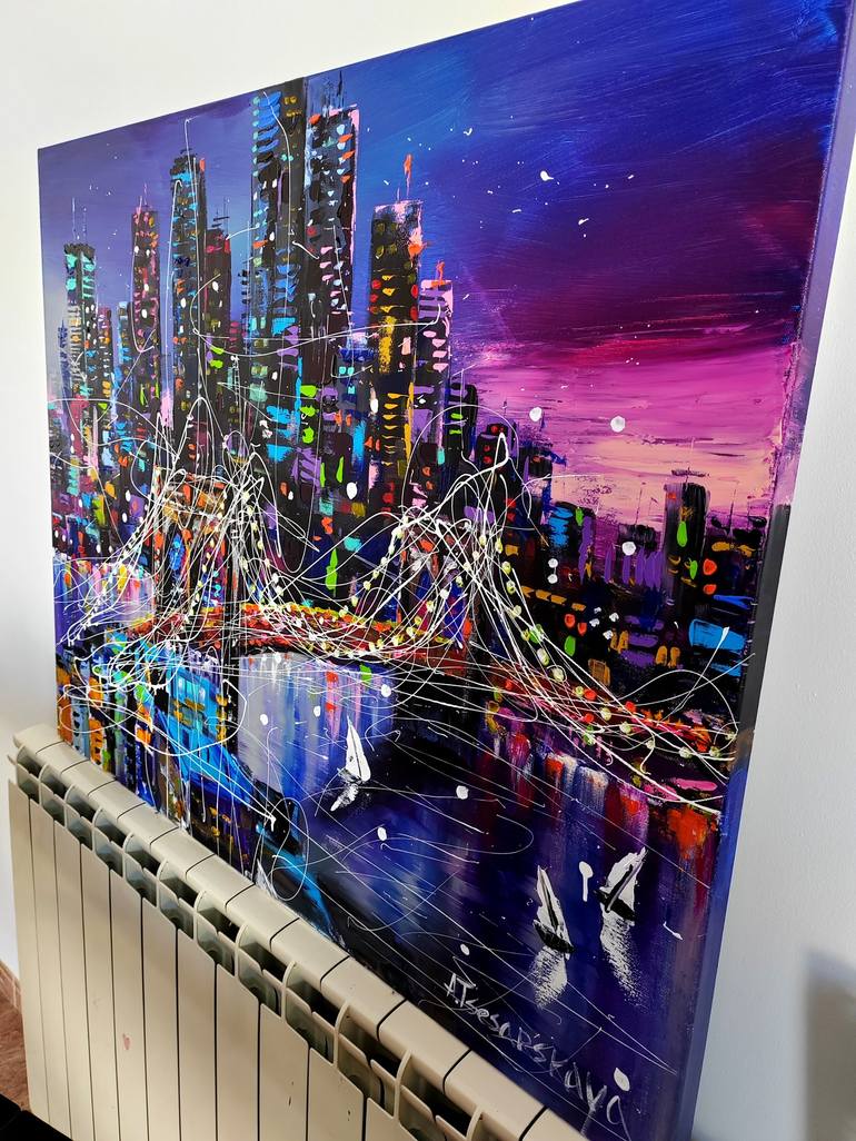 Original Contemporary Cities Painting by Aliaksandra Tsesarskaya