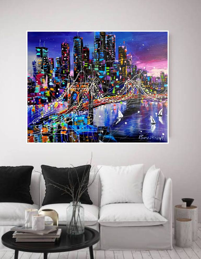 Original Contemporary Cities Painting by Aliaksandra Tsesarskaya