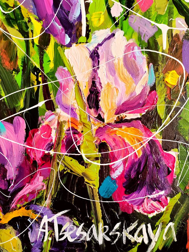 Original Contemporary Floral Painting by Aliaksandra Tsesarskaya