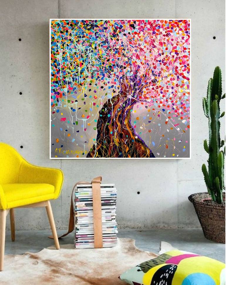 Original Abstract Expressionism Tree Painting by Aliaksandra Tsesarskaya