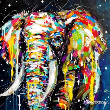 Colourful Elephant print by Leon Devenice